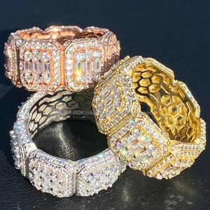 <b>925</b> Sterling <b>Silver</b> Baguette Cut Moissanite Classic Geometric Prong Set Rhodium Plated Unisex Wedding & Everyday Wear Gift <b>Ring</b> - Product Image 2