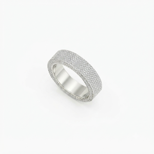 Trendy Fine Design Custom 925 Sterling <b>Silver</b> Moissanite Diamond Studded Unisex Wedding Band Unique Luxury Full Eternity <b>Rings</b> - Product Image 1