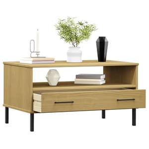 Tavolino da caffè standard in legno massello di pino marrone e metallo - Product Image 3