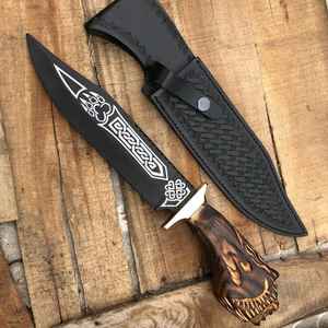 มีดล่าสัตว์แบบใบตายตัวจาก Product Palace LLC ผลิตจากเหล็กกล้าคาร์บอนสูง พร้อมด้ามไม้ ของขวัญสำหรับเขา - Product Image 5