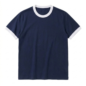Men Summer Streetwear Solid Color 100% Cotton Formal Men's Blank Regular Fit Short Sleeve Knitted <b>T</b> <b>Shirt</b> wholesale - Product Image 2