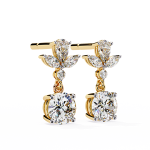 Unique Design Mix Cut Lab Grown Diamond 14K Gold IGI Certified <b>Earring</b> <b>Tops</b> for Gift Party & Anniversary - Product Image 4