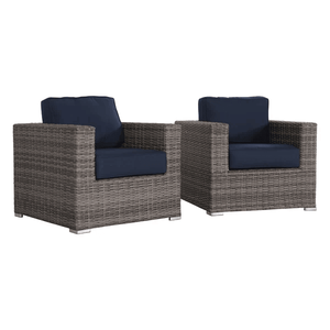 Poltrona Club in Vimini Sunbrella Grigia, Elegante Arredo da Esterno - Product Image 2