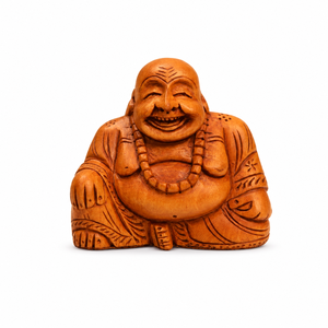 Estatua de Buda Sonriente Hecha a Mano en Madera, Decoración Tradicional para Sala de Estar, Regalo para Diwali - Product Image 1