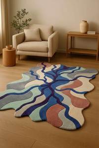 Modern Machine Tufted Wool Rug Multidirectional Solid Color Cut Pile Accent <b>Floor</b> <b>Mat</b> <b>for</b> Dressing Room - Product Image 3
