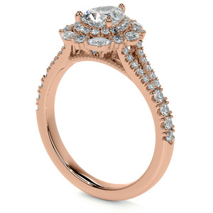 Anillo de compromiso de diseño elegante con diamante cultivado en laboratorio de 14k/18k, corte pera, marquesa, halo, tallo dividido y ovalado, para mujeres y niñas, ideal para fiestas. - Product Image 2