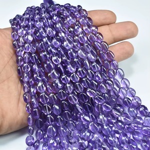 Cuentas ovaladas de amatista púrpura natural, precio al por mayor, 5MM 8MM, cuentas lisas de amatista para la fabricación de joyería. - Product Image 1