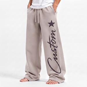 Men Wide Leg Jogger Pants Custom Cotton Fabric <b>Oversized</b> <b>Sweatpants</b> Casual Streetwear Trousers Custom Logo - Product Image 2