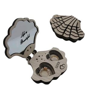 Caja de Madera Personalizada para Anillos con Espejo en Forma de Nube, Organizador de Anillos de Boda, Estuche de Almacenamiento para Anillos de Compromiso, Propuesta Romántica - Product Image 1