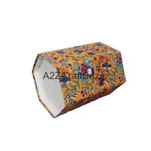 Vente en gros de carton en papier de coton fait main, pliable, à dessus ouvert, hexagonal, élégant, imprimé, pour usage intérieur/extérieur, hôpital, bureau - Product Image 6