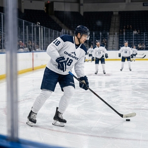 Custom <b>White</b> Blue Ice Hockey Uniform Set Long Sleeve Shorts Gloves <b>Socks</b> Breathable OEM Wholesale Sportswear Manufacturer - Product Image 5
