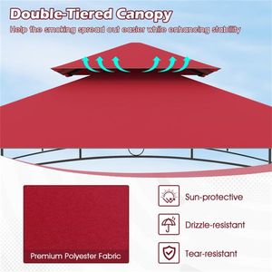 Gazebo Moderno Rosso per Barbecue da Esterno 8 X 5 X 8.4 ft Impermeabile con 2 Ripiani in Alluminio per Cortile o Parco - Product Image 5