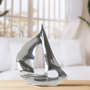 10D X 28W X 35H Sailboat Sculpture Abstract Geometric Art Decor Modern Eco-Friendly Tabletop Living Room Display Handmade Metal - Product Image 4