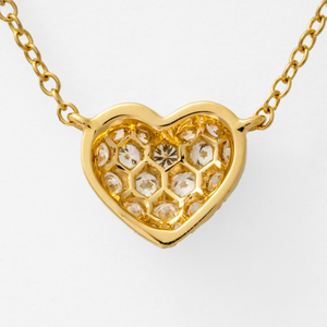 Collier pendentif cœur élégant en or jaune 14 carats avec diamant de laboratoire 0,40 ct, serti pavé, certifié IGI, pour usage quotidien, luxe discret - Product Image 3