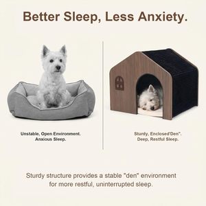 Casa para Gatos de Madera de Lujo con Rayas, Grado E0, No Tóxica, con Cojín Lavable, Ecológica, Mueble para Mascotas, Decoración Moderna para el Hogar - Product Image 4