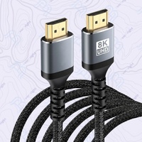 Câble HDMI 2.1 tressé personnalisé OEM en gros, 5 m, 48 Gbit/s, ultra haute vitesse, 8K 60Hz, cordon vidéo pour moniteur de jeu, téléviseur, projecteur, ordinateur portable