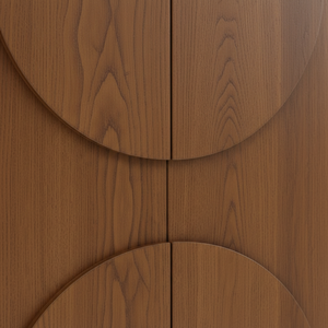 Aparador de Madera Moderno Semicircular con Panel de Media Luna, Mueble de Almacenamiento de Madera con Panel de Arco de 4 Puertas, Diseño de Arco Moderno - Product Image 5