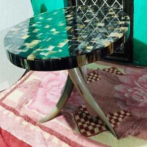 Mesa Auxiliar con Incrustaciones de Cuerno de Búfalo Natural, Mesa de Esquina Hecha a Mano de Lujo para Sofá, Mesa de Té, Decoración del Hogar, Muebles - Product Image 5