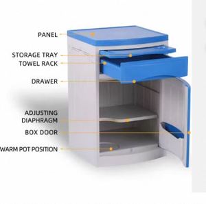 Mesa de Noche para Hospital, Acero Inoxidable Clase I, Gabinete de Almacenamiento - Product Image 1