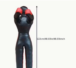 Dummy de boxe en PU rouge avec sangles noires, équipement d'entraînement durable pour la pratique de la technique de lutte pour adultes - Product Image 6