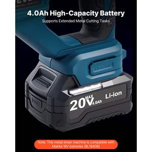 Cesoia per Metallo a Batteria 110VAC 20VDC, Taglierina per Lamiere con Testa Girevole a 360 Gradi, Doppie Lame, Velocità di Taglio 2800SPM, 18 GA Zincato - Product Image 5