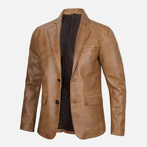 Nueva Llegada, Chaqueta Blazer de Cuero Vacuno Auténtico, Estilo Casual para Motociclistas, Moda Cafe Racer para Hombre - Product Image 3