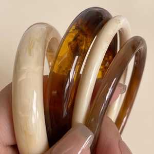 Handmade Clear Amber <b>Jade</b> Resin <b>Bangle</b> Stackable Colorful Acrylic Resin Craft Thin Round Cuff Bracelet Jewelry Wholesale - Product Image 1