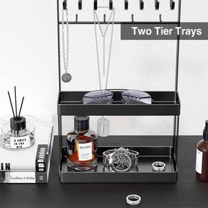 Organizador de Joyas Multinivel con Barra de Ganchos, Bandeja de Exhibición, Soporte para Gafas de Sol, Diseño Ahorrador de Espacio Anti-Enredos para Collares - Product Image 6