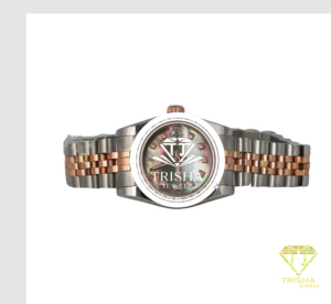 Montre de luxe bicolore en moissanite et diamants, avec bracelet Jubilé en or rose et acier inoxydable - Product Image 1
