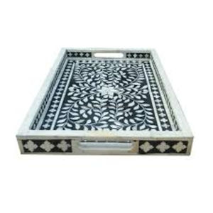 SunnyVintage Bone Inlay <b>Tray</b> | Handcrafted <b>Trays</b> in Classic Yellow for Retro Home Styling, Elegant Serving & Unique Gifting - Product Image 2