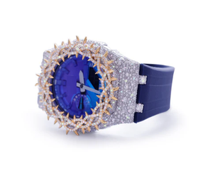 Reloj de Lujo para Hombre con Esfera Azul y Detalles Dorados, Correa de Acero Inoxidable, Movimiento de Cuarzo Analógico, Cristal de Zafiro - Product Image 2