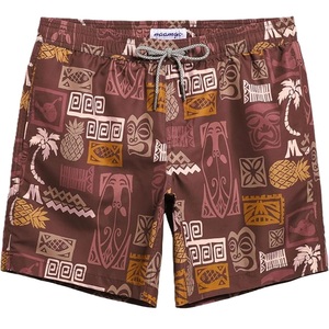 Shorts de bain pour hommes en polyester tissé avec bordure contrastante, imprimé AOP, élastique en nylon, séchage rapide, décontracté, fournisseur du Bangladesh - Product Image 4