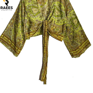 Haut de yoga croisé à nouer devant pour femme, manches longues, coupe courte, col en V, pour la gym, le ballet et le Pilates, vêtement de sport - Product Image 4