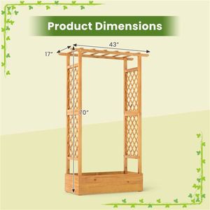 70\" Tall <b>Pine</b> Wood Raised Garden <b>Bed</b> with Flat Roof Trellis Open-Ended Base Planter for Climbing Vegetables & Plants - Product Image 6