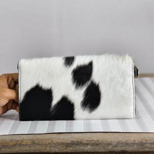 Portefeuille pour femme en cuir de vachette véritable avec broderie, style bohème, fermeture éclair, imprimé animal, court, pour usage quotidien - Product Image 5