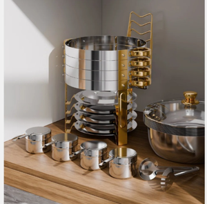 Juego de 4 calentadores de comida tipo buffet de acero inoxidable, redondos, dorados, de 5 cuartos de galón, al mejor precio. - Product Image 2