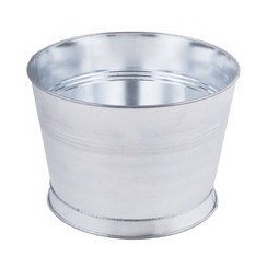 Seau à boissons robuste argenté - Grand seau à glace rond en métal pour refroidir les boissons - Bac de service de style ferme moderne pour bar - Product Image 1