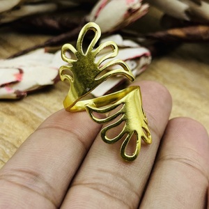 Modern Bohemia Brass Ring Boho Leaf Jewelry For Women 18k Gold Plated Floral <b>Wrap</b> Statement Open Finger For Wholesale/OEM/ODM - Product Image 3