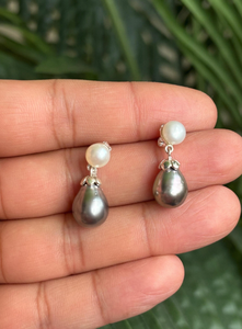 Pendientes Clásicos de Perlas de Agua de Mar en Forma de Gota, Plata 925, Joyería para Uso Diario de Mujer - Product Image 3