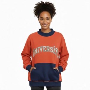 Sudaderas de cuello alto ecológicas para mujer 2026, de manga larga para otoño, con logo frontal, mezcla de algodón, servicio OEM al por mayor - Product Image 1