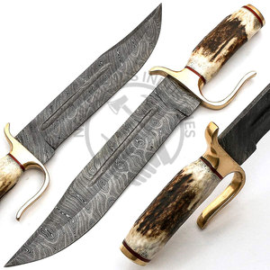 Nueva Edición Cuchillo Bowie de Acero de Damasco de 15 Pulgadas Hecho a Mano con Mango de Asta de Ciervo, Hoja Fija Extra Afilada para Caza al Aire Libre - Product Image 2