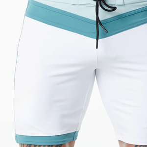 Shorts de Baño para Hombre, Color Blanco y Azul Agua, de Secado Rápido, con Cordón Ajustable, para Playa, Surf, Natación, Deportes Acuáticos - Product Image 4