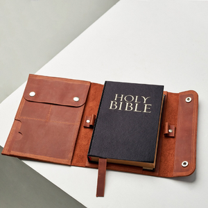 ปกหนังสือไบเบิลหนังแท้แบบสั่งทำพิเศษ พร้อมสลักชื่อและช่องใส่ของ - Product Image 3