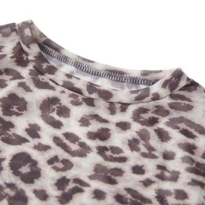 Haut court moulant à manches longues pour femme, imprimé léopard marron, col rond, extensible, style décontracté, streetwear, chemise, fabricant OEM personnalisé - Product Image 6