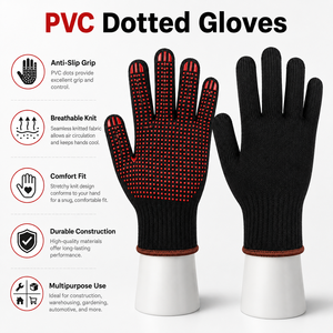 Gants en PVC à paume pointillée offrant une meilleure adhérence, une construction tricotée douce et une mobilité flexible pour les travaux d'assemblage et de maintenance - Product Image 6