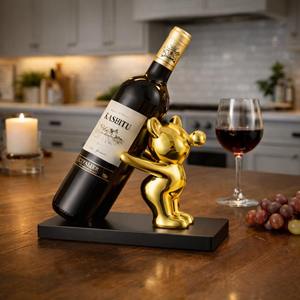 <b>Teddy</b> <b>Bear</b> Metal <b>Bottle</b> Holder For Wine And Liquor Display Table Kitchen Counter Bar Decor And Gifting PurposeFrom India - Product Image 5