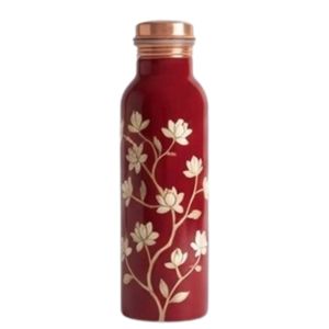 Bouteille d'eau en cuivre pur à imprimé géométrique, anti-fuite, pour le bureau et les voyages, idéale pour offrir - Product Image 6