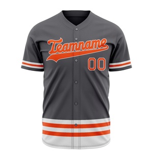 Camiseta de Béisbol Gris Personalizada para Hombre, Manga Corta, Nombre del Equipo 00, Impresión Serigrafiada, Ropa Deportiva de Poliéster que Absorbe la Humedad - Product Image 2