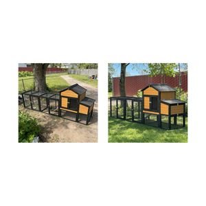 Pollaio in Legno da Esterno con 7 Porte, Vassoio Estraibile, Nido e Rampa - Casetta per Polli da Giardino per 2-4 Galline - Product Image 3