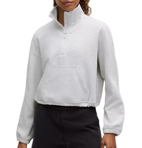 Vente en gros logo personnalisé impression nouvelle couleur vierge haut pour femme demi fermeture éclair col montant poche polaire sweat 2026 - Product Image 1